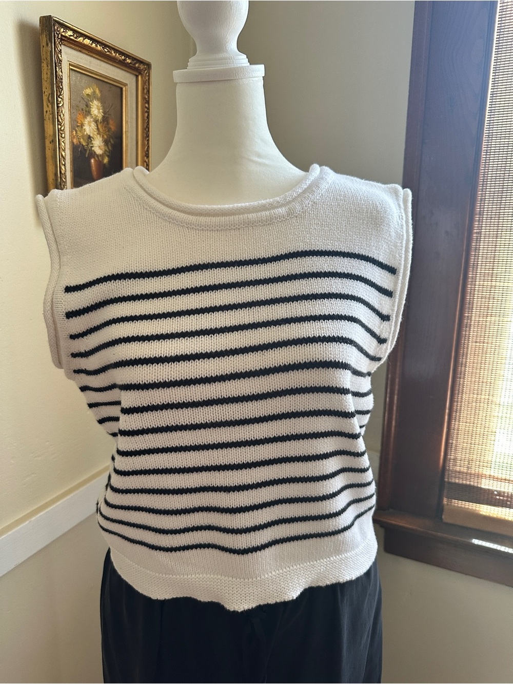Moon & Madison Striped Cotton Blend Knit Tank | Size L | French Girl Capsule War